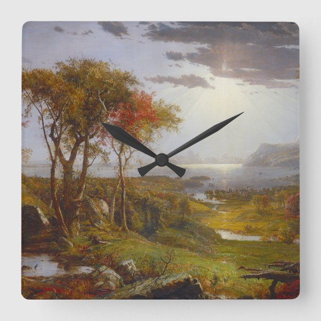 Reloj Cuadrado Otoño en el río Hudson (Anverso)