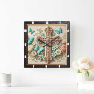 Reloj Cuadrado Otoño Floral Bouquet
