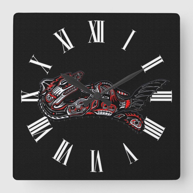 Reloj Cuadrado Otter materno al estilo haitiano y arte nativo de  (Anverso)