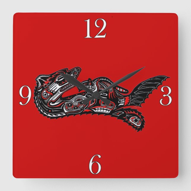 Reloj Cuadrado Otter materno al estilo haitiano y arte nativo de  (Anverso)