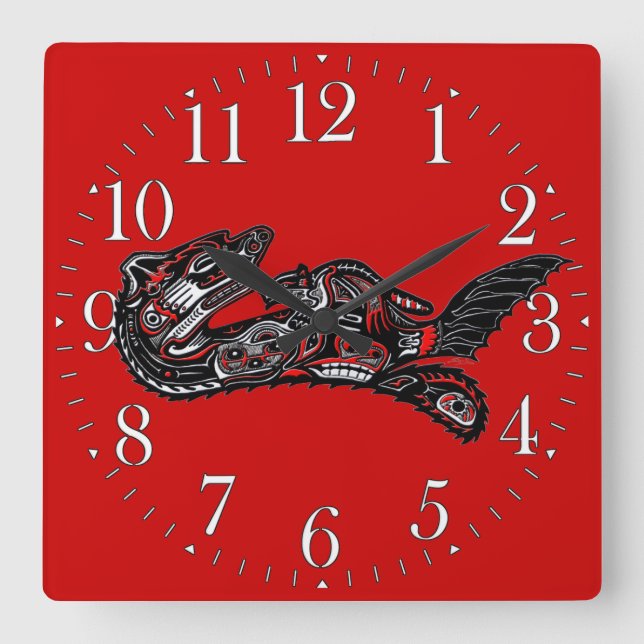 Reloj Cuadrado Otter materno al estilo haitiano y arte nativo de  (Anverso)