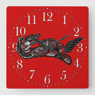 Reloj Cuadrado Otter materno al estilo haitiano y arte nativo de 