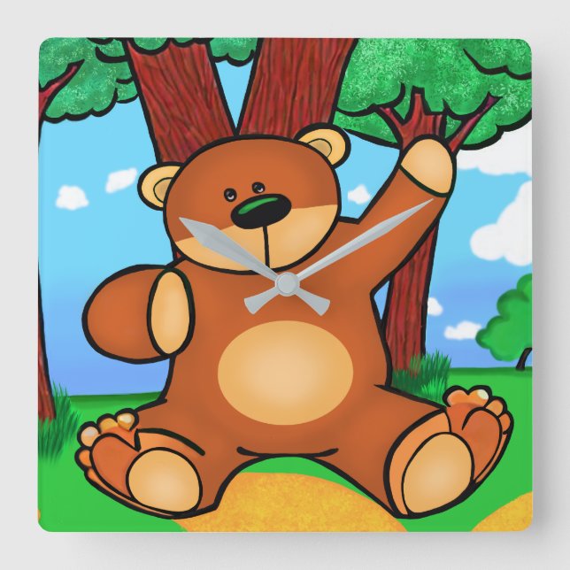 Reloj Cuadrado Ours dans la prairie - Bear in grassland (Anverso)