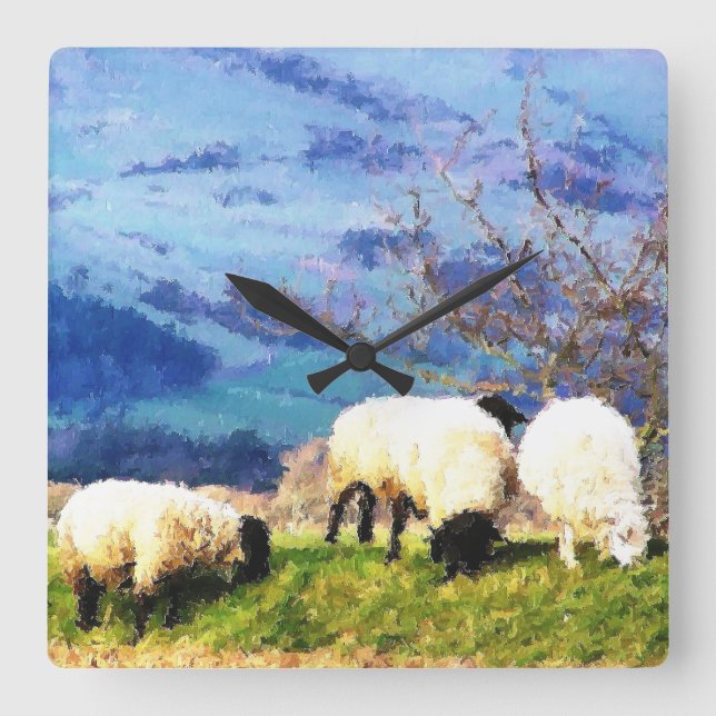 RELOJ CUADRADO OVEJAS (Anverso)