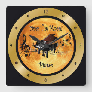 Reloj Cuadrado “Over The Moon”~ Piano ~ Musical Scale ~ * ~