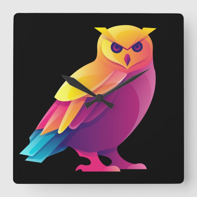 Reloj Cuadrado Owl square wall clock (Anverso)