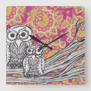Reloj Cuadrado Owls 36 Clock