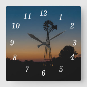 Reloj Cuadrado Ozark Windmill Sunset Wall Clock