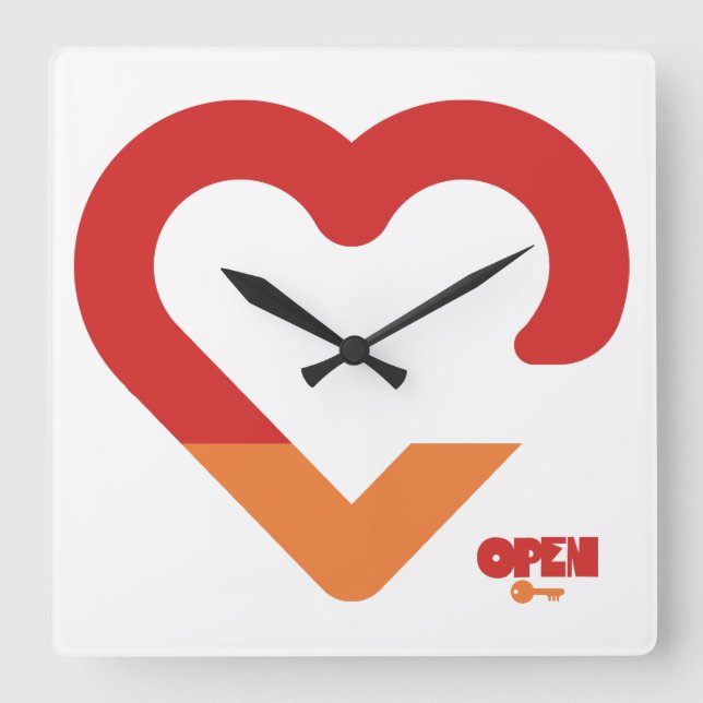 RELOJ CUADRADO PADLOCK OPEN CLOSED HEART BY MASANSER PIXELAT (Anverso)