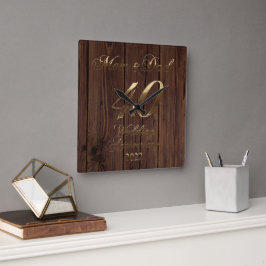 Reloj Cuadrado Padres del 40º aniversario de la Boda Rustic Ruby