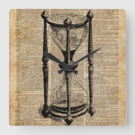 Reloj Cuadrado Página Tiempo,Horario antiguo,Libro de Vintage de