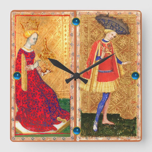 RELOJ CUADRADO PÁGINAS/PÁGINAS ANTIGUAS Y REINA DE CUPS (Anverso)