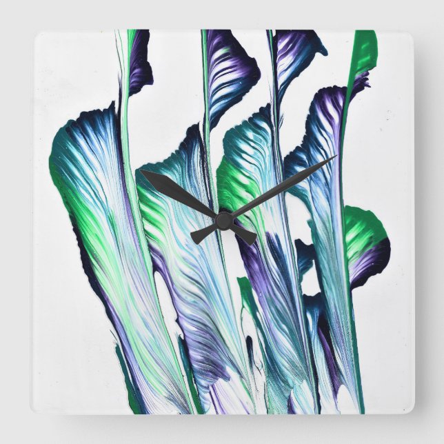 Reloj Cuadrado Pain Remover 1 Purple Green Abstract Wall Clock (Anverso)