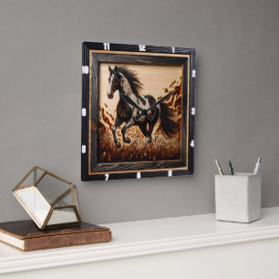 Reloj Cuadrado Paint Field: Sunlit Trot Wood Custom Design