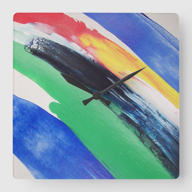 Reloj Cuadrado Paint Resumen (Anverso)