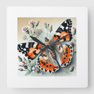 Reloj Cuadrado painted lady butterfly 051024IREF225 - Watercolor