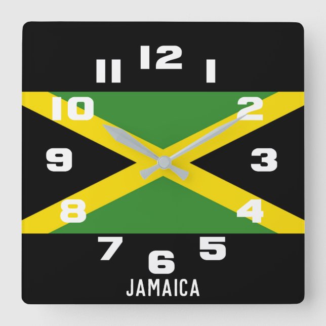 Reloj Cuadrado País de isla tropical de la bandera jamaicana de (Anverso)