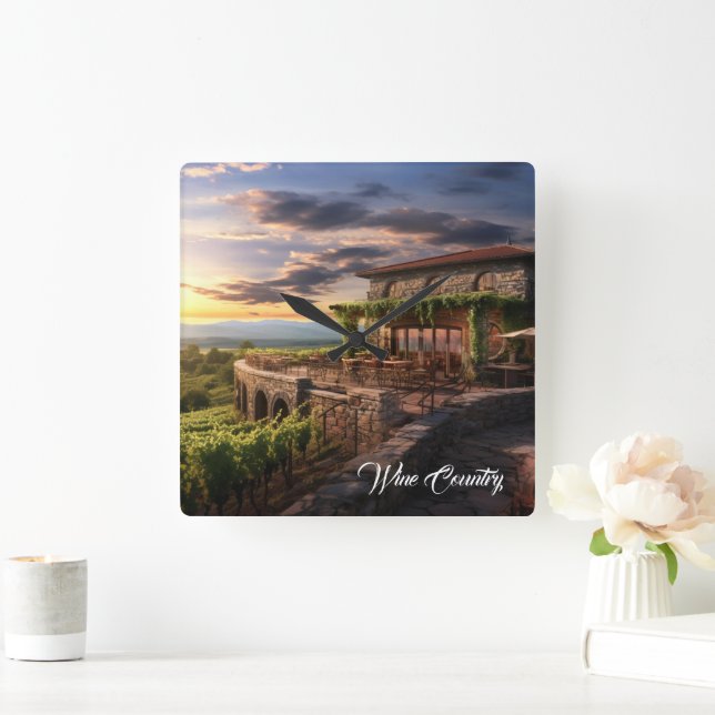 Reloj Cuadrado País del vino (Hogar)