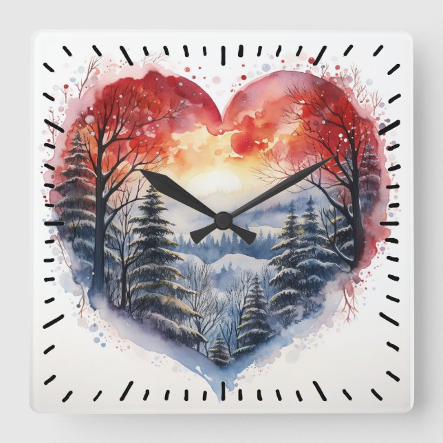 Reloj Cuadrado Paisaje acuarela (Anverso)
