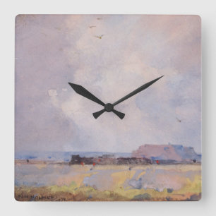 Reloj Cuadrado Paisaje acuático Bella Artes País meseta 