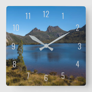 Reloj Cuadrado Paisaje de la montaña Cradle y el lago Dove Panora