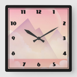 Reloj Cuadrado Paisaje de la montaña Dreamy Pastel