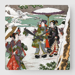 Reloj Cuadrado Paisaje de nieve japonés