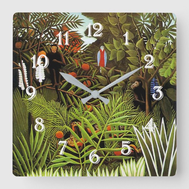 Reloj Cuadrado Paisaje exótico de Henri Rousseau (Anverso)