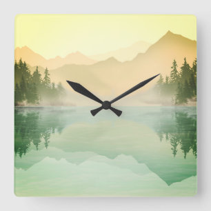 Reloj Cuadrado Paisaje Forestal de las Montañas Citrus