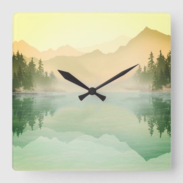 Reloj Cuadrado Paisaje Forestal de las Montañas Citrus (Anverso)