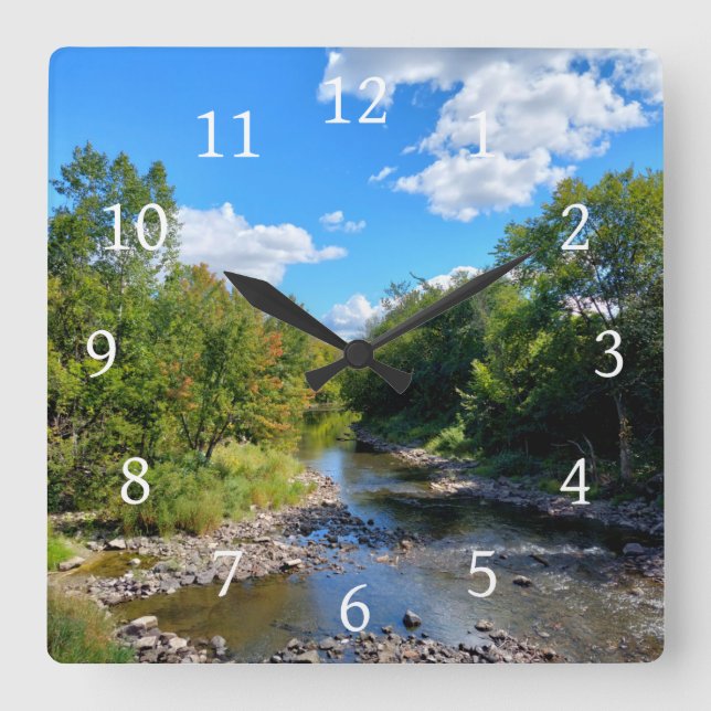 Reloj Cuadrado Paisaje Foto río 176 (Anverso)