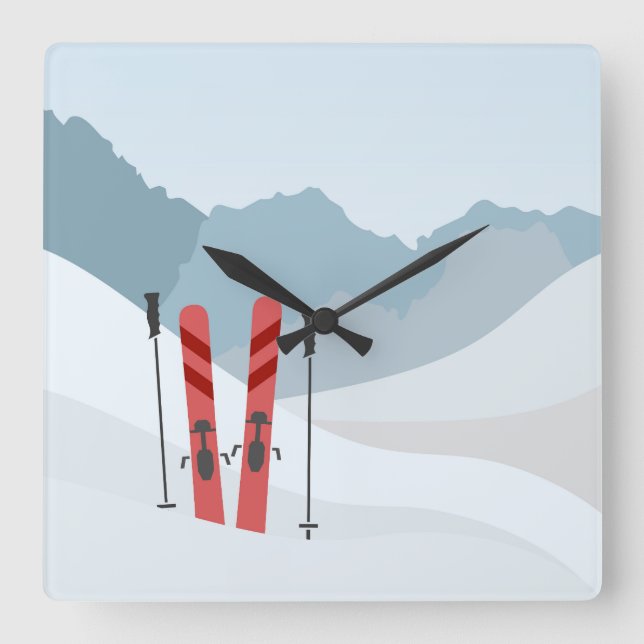 Reloj Cuadrado Paisaje invernal (Anverso)