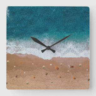 RELOJ CUADRADO PAISAJE MARINO CONCHAS PLAYA VACACIONES DE VERANO