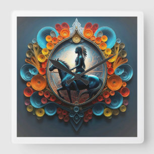 Reloj Cuadrado "Paisaje nativo americano de ensueño"