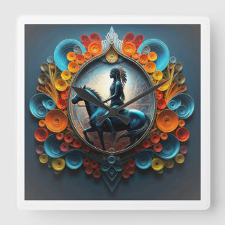 Reloj Cuadrado "Paisaje nativo americano de ensueño"