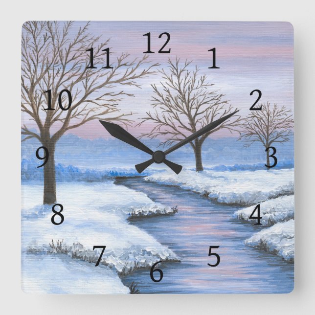 Reloj Cuadrado Paisaje nieve de 231 inviernos (Anverso)