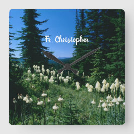 Reloj Cuadrado Paisaje sacerdote personalizado