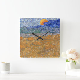 Reloj Cuadrado Paisaje vespertino con luna en pie de Van Gogh