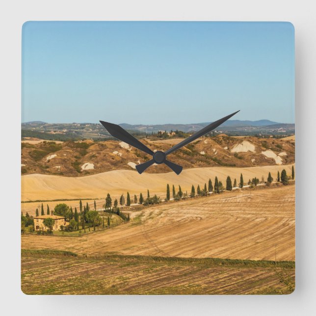 Reloj Cuadrado Paisajes típicos de la provincia de Siena en la To (Anverso)