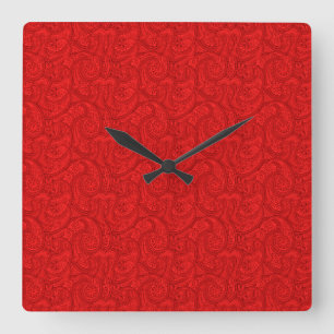 Reloj Cuadrado Paisley roja