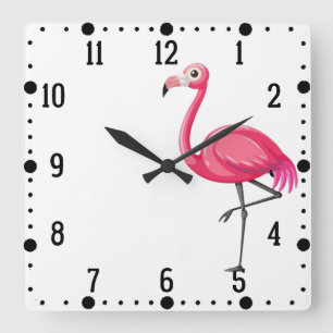 Reloj Cuadrado Pájaro Flamingo Rosa-89686