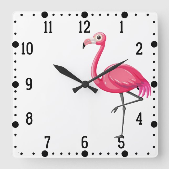 Reloj Cuadrado Pájaro Flamingo Rosa-89686 (Anverso)