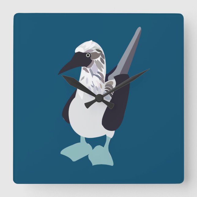 Reloj Cuadrado Pájaro marino azul (Anverso)