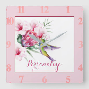 Reloj Cuadrado Pájaro tropical personalizado