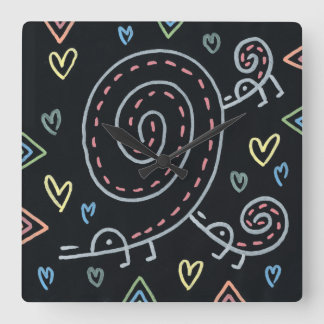 Reloj Cuadrado Pájaros felices felices