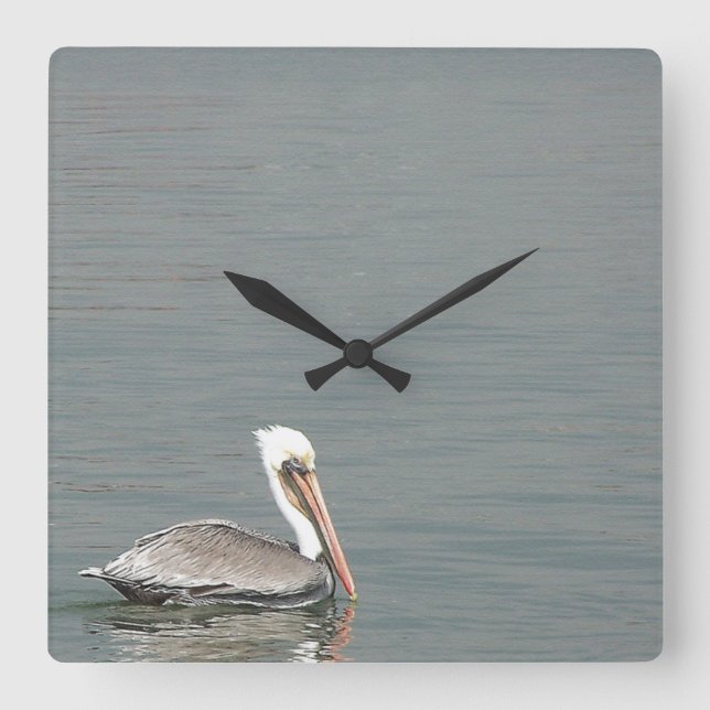 Reloj Cuadrado Pájaros Pelícanos Vida Silvestre Animales Playa Oc (Anverso)