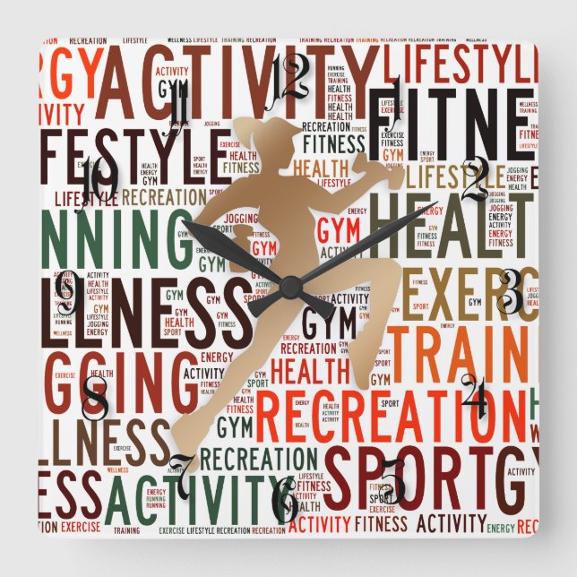 Reloj Cuadrado Palabras de aptitud (Anverso)