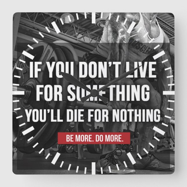 Reloj Cuadrado Palabras de entrenamiento motivacionales (Anverso)