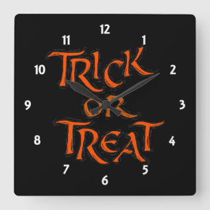 Reloj Cuadrado Palabras de Halloween Trick o Treat