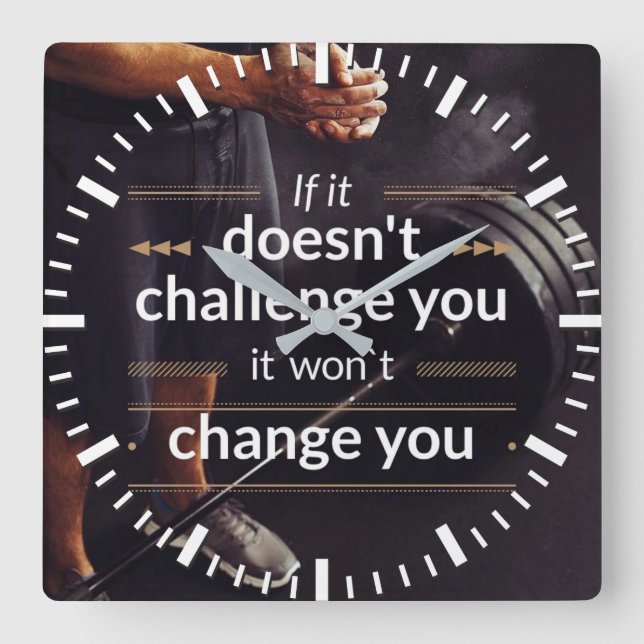 Reloj Cuadrado Palabras de motivación - entrenamiento (Anverso)